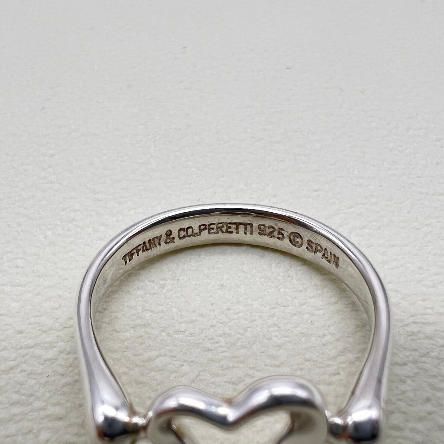Tiffany Vintage Open Heart 925 Silver Ring #13