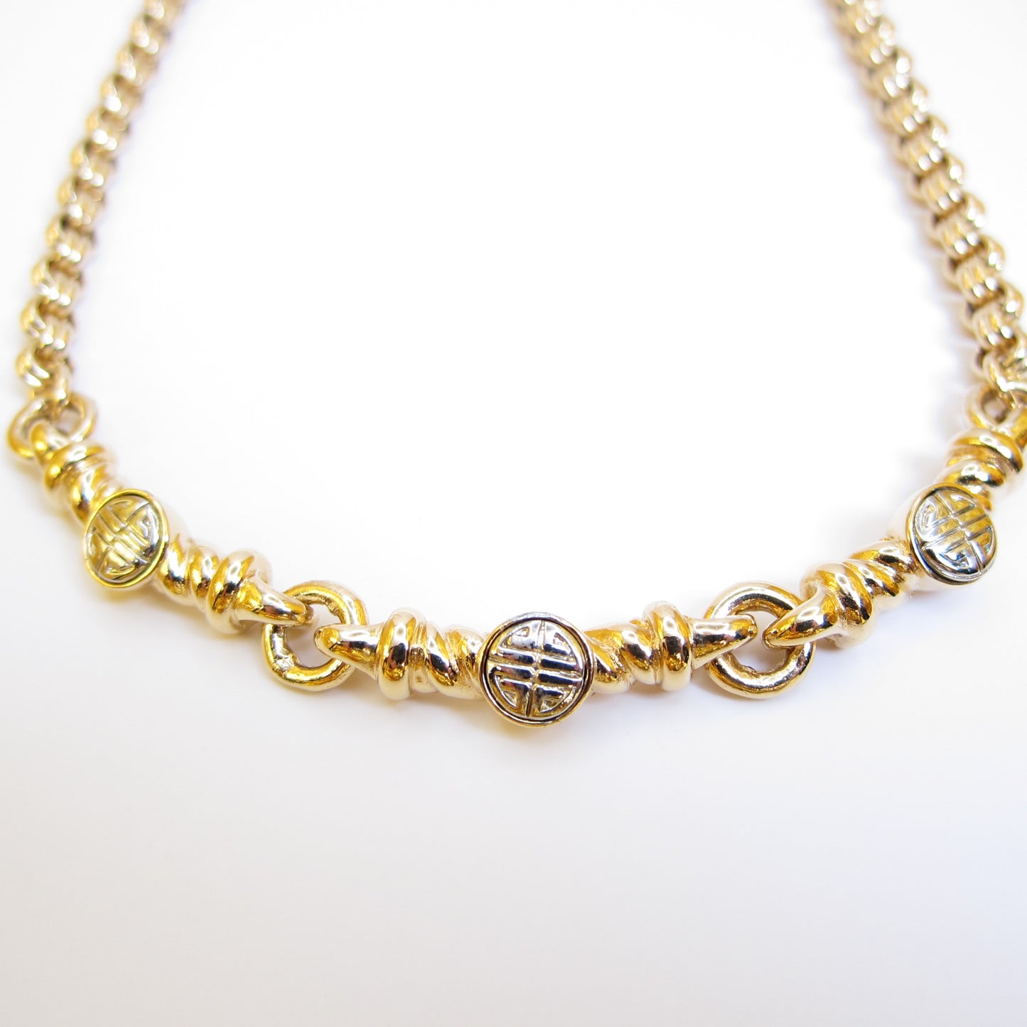Givenchy Vintage Round 4G Logo and Chain Golden Necklace