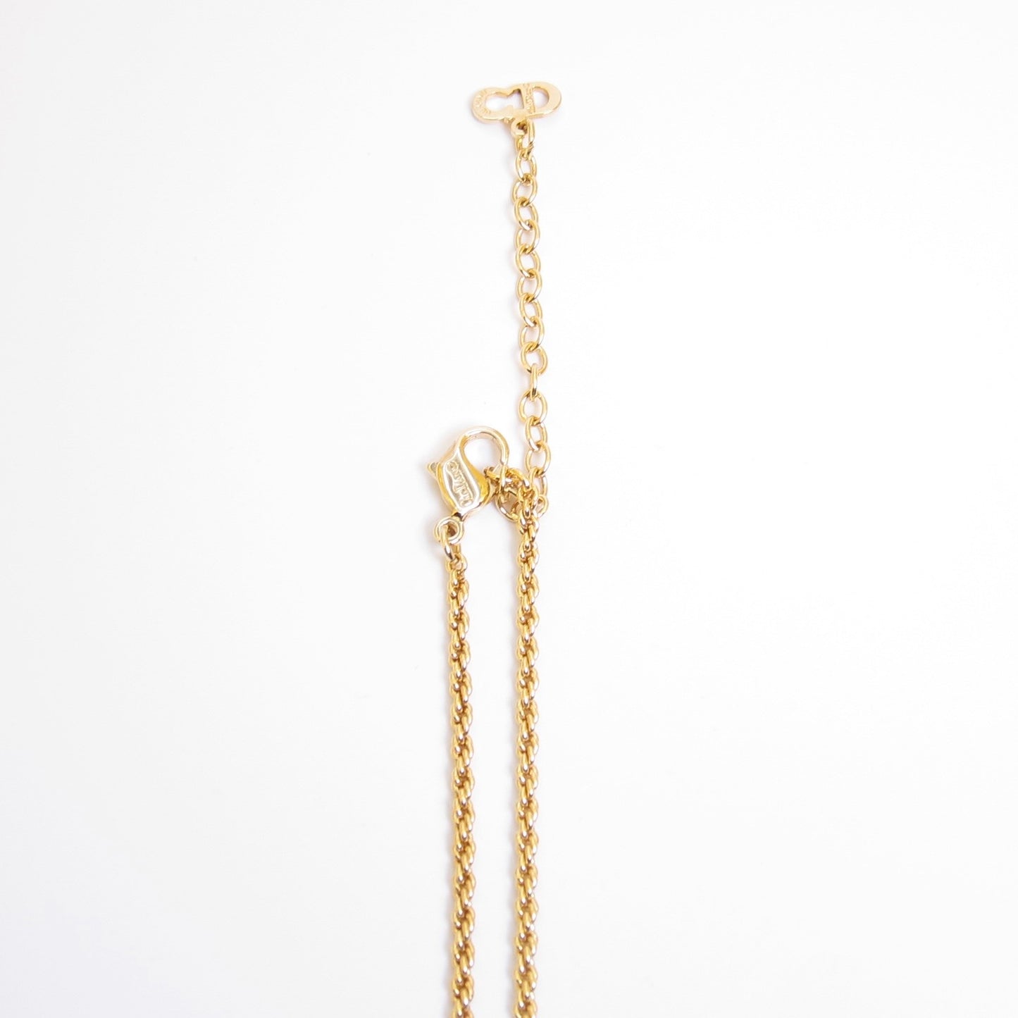 Christian Dior Vintage Dior Logo on Round Shaped with Rhinestone Golden Necklaces