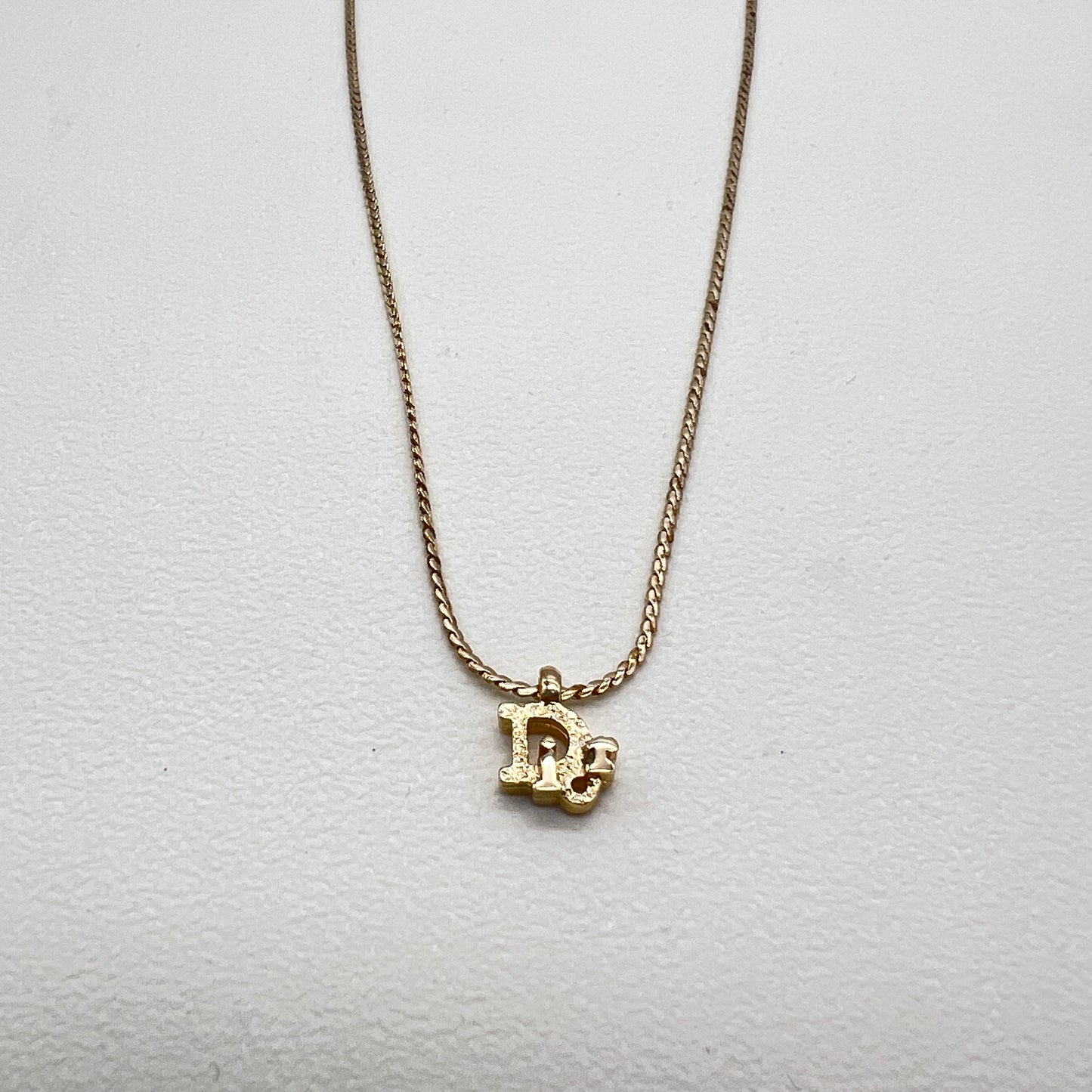 Christian Dior Vintage Dior Logo Pendant Golden Necklace