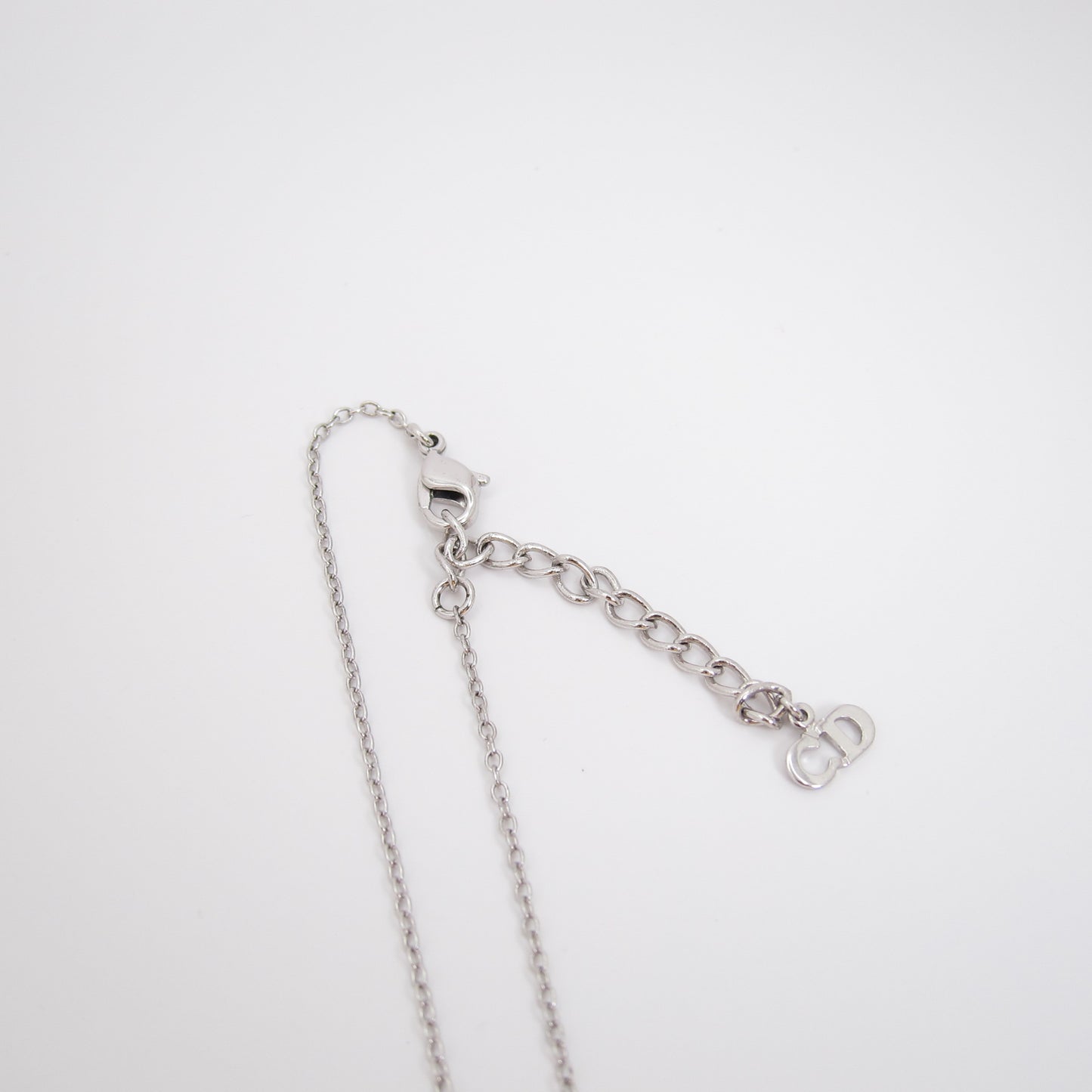 Christian Dior Vintage D Logo and Heart Silver Necklace
