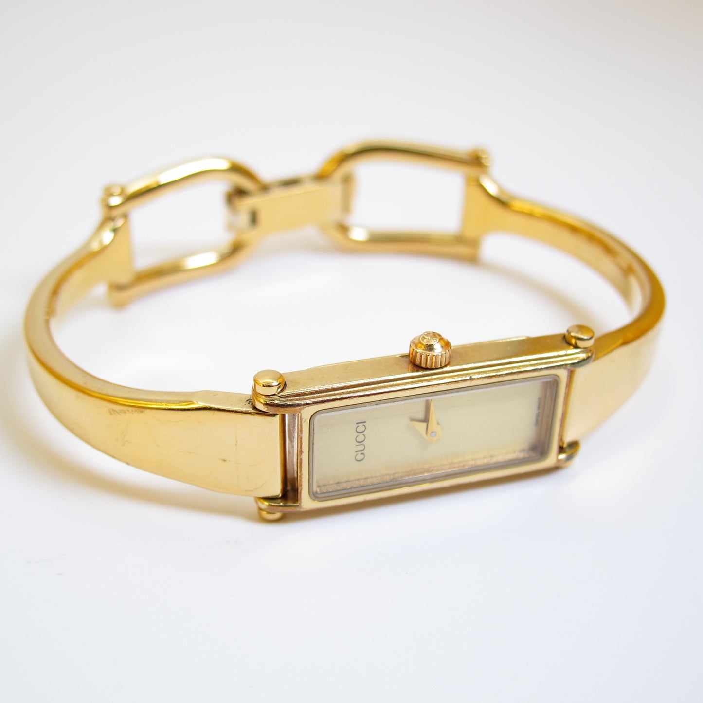 Gucci Vintage Rectangle Golden Face Bangle Watch
