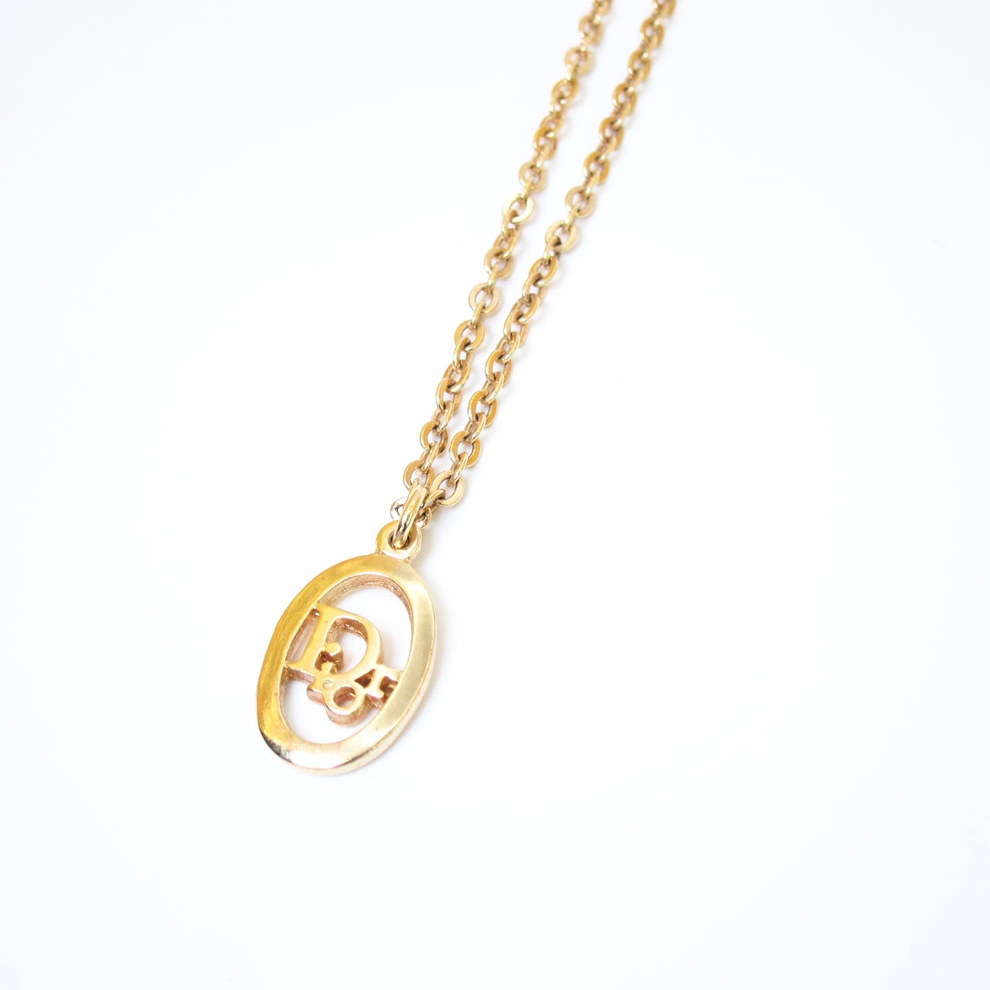 Christian Dior Vintage Dior Logo in Oval Shape Golden Necklace