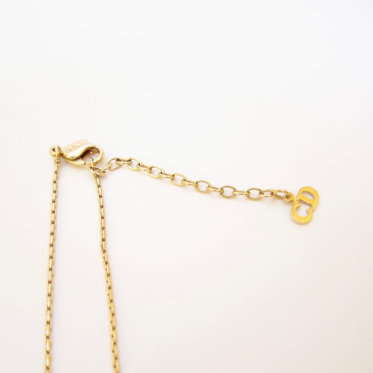 Christian Dior Vintage CD Logo in Black Circle and Twist Golden Necklace