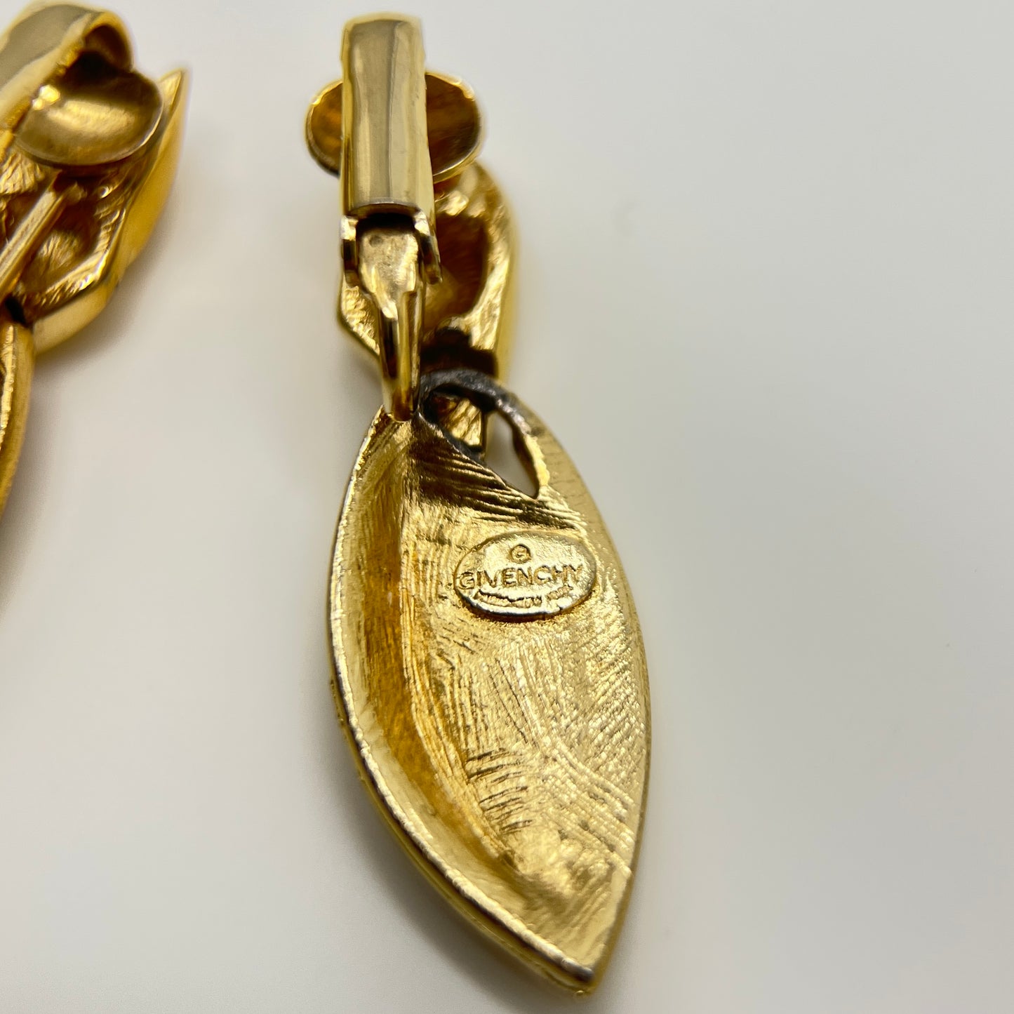 Givenchy Vintage Leaf Shape Dangling Golden Clip-on Earrings