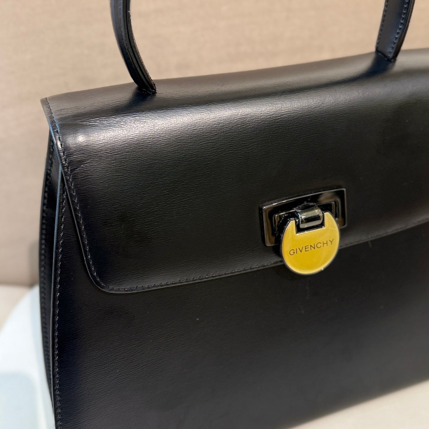 Givenchy Vintage Flipped Two Tone Buckle Black Top Handle 2-Way Shoulder Bag