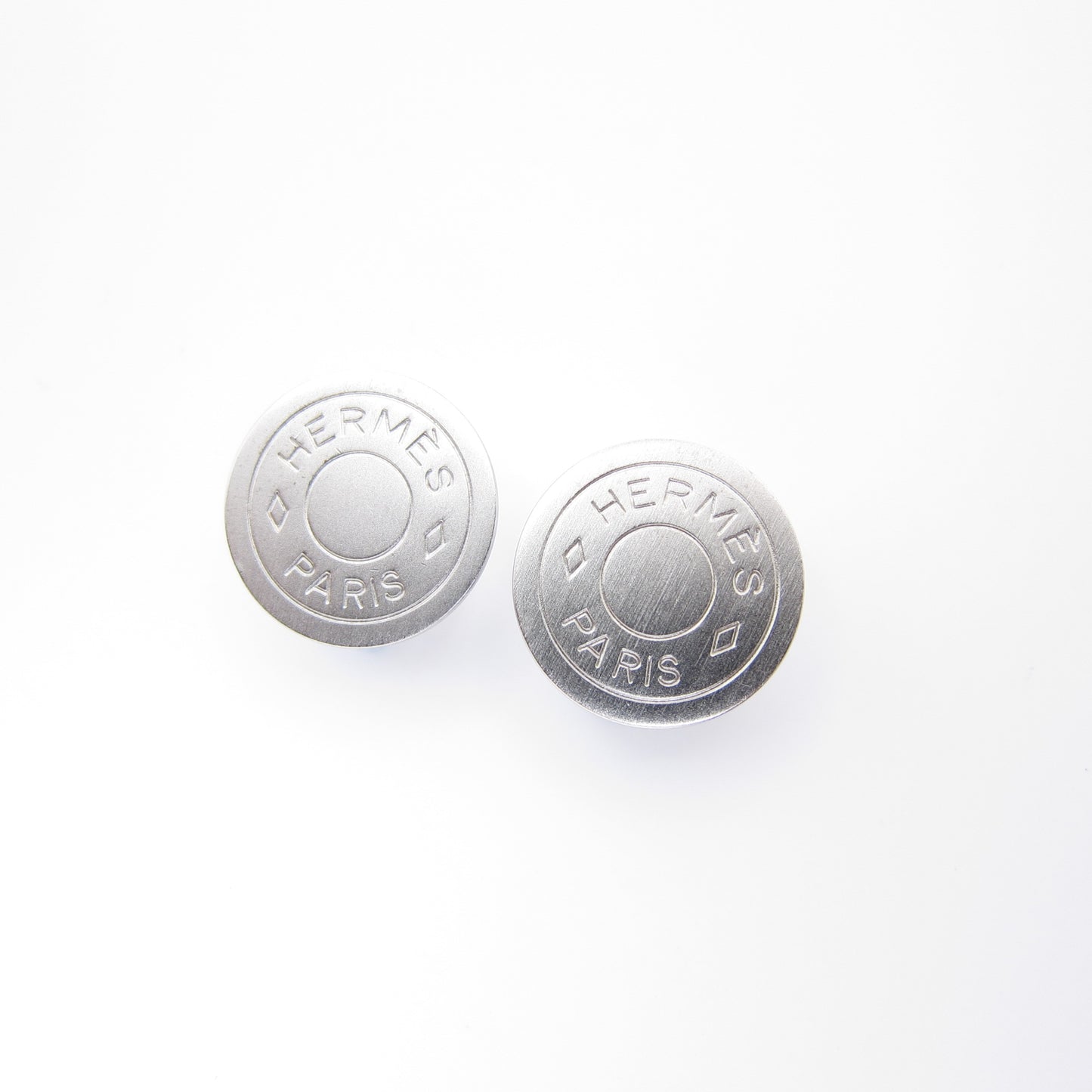 Hermes Vintage Hermes Logo on Round Shape Silver Clip-on Earrings