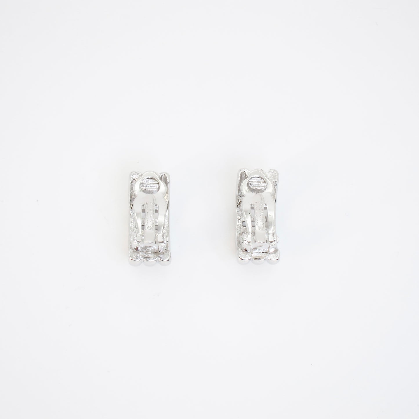Givenchy Vintage G Logo and Rhinestone Silver Clip-on Earrings