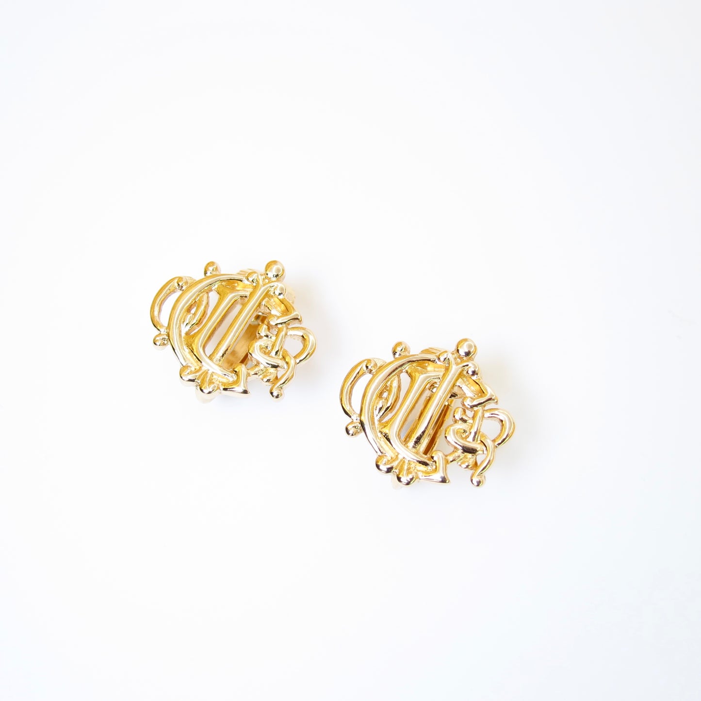 Christian Dior Vintage Dior Logo Golden Clip-on Earrings