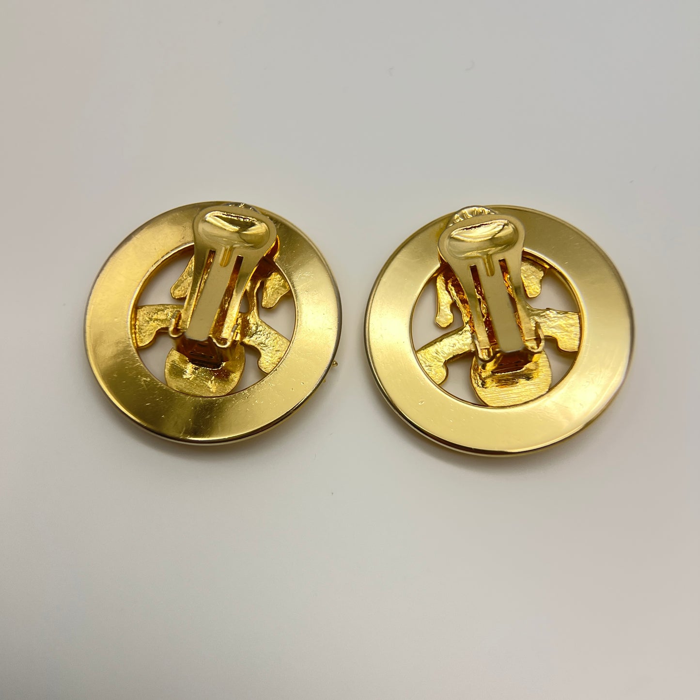 Celine Vintage Celine Logo Horse On Star Ball Golden Clip-on Earrings