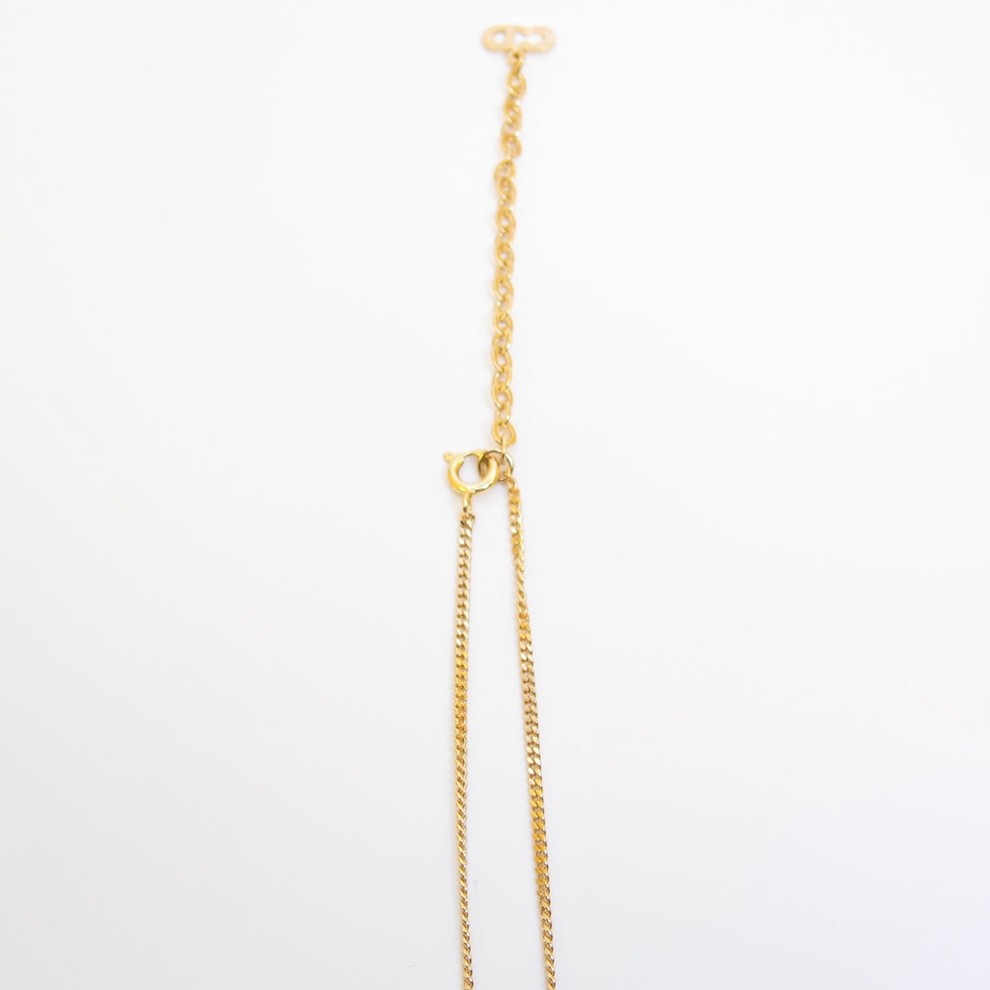 Christian Dior Vintage CD Logo in Drop Shape with Rhinestone Golden Necklace