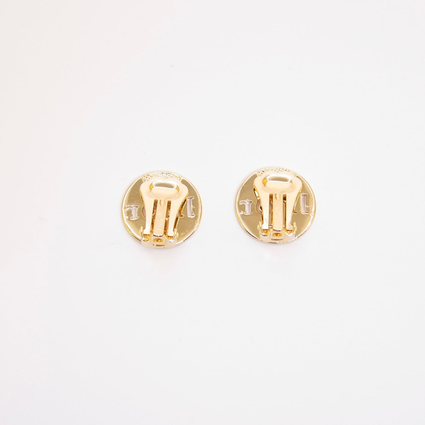 Christian Dior Vintage Dior Logo Round Shaped Golden Clip-on Earrings