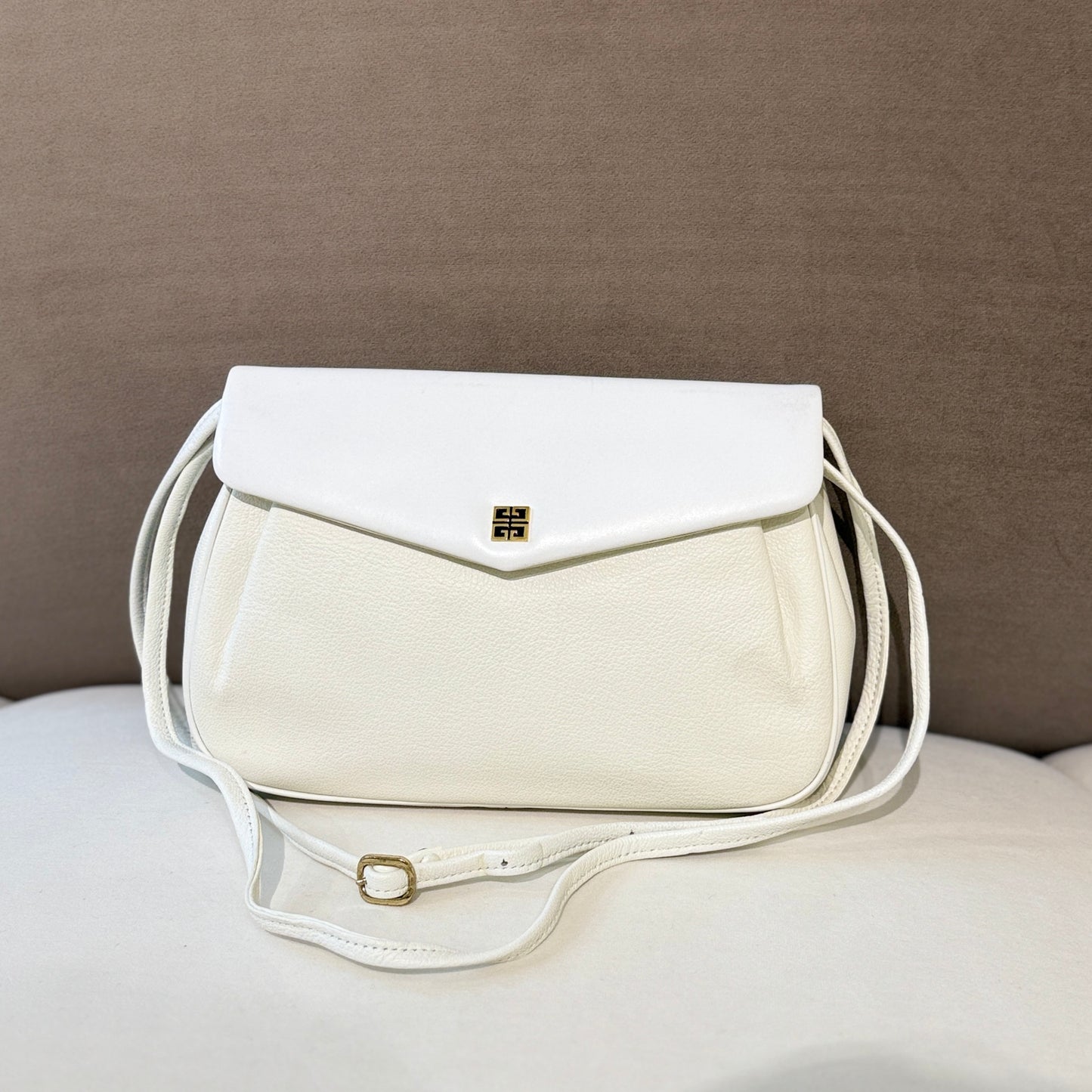 Givenchy 4G Logo Creamy White Soft Leather Vintage Shoulder Bag