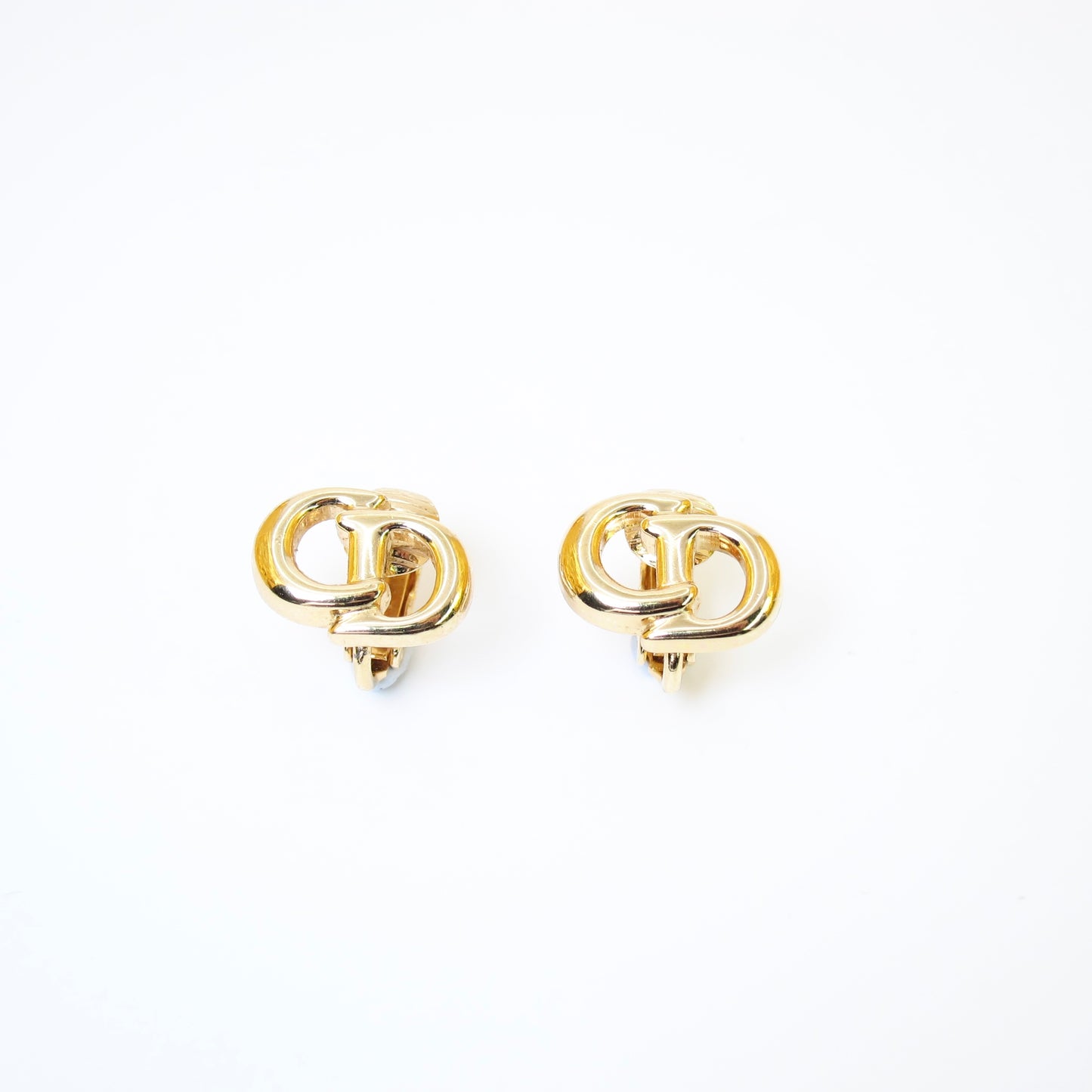 Christian Dior Vintage CD Logo Golden Clip-on Earrings