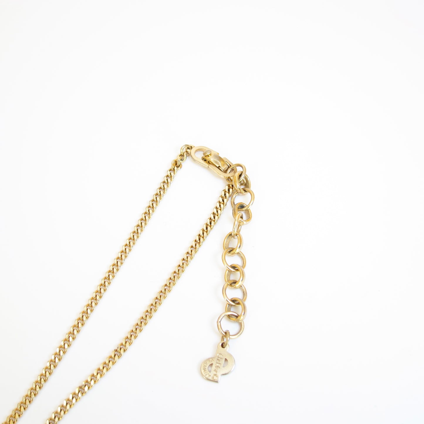 Christian Dior Vintage Dior Logo on Square Black and Golden Necklace