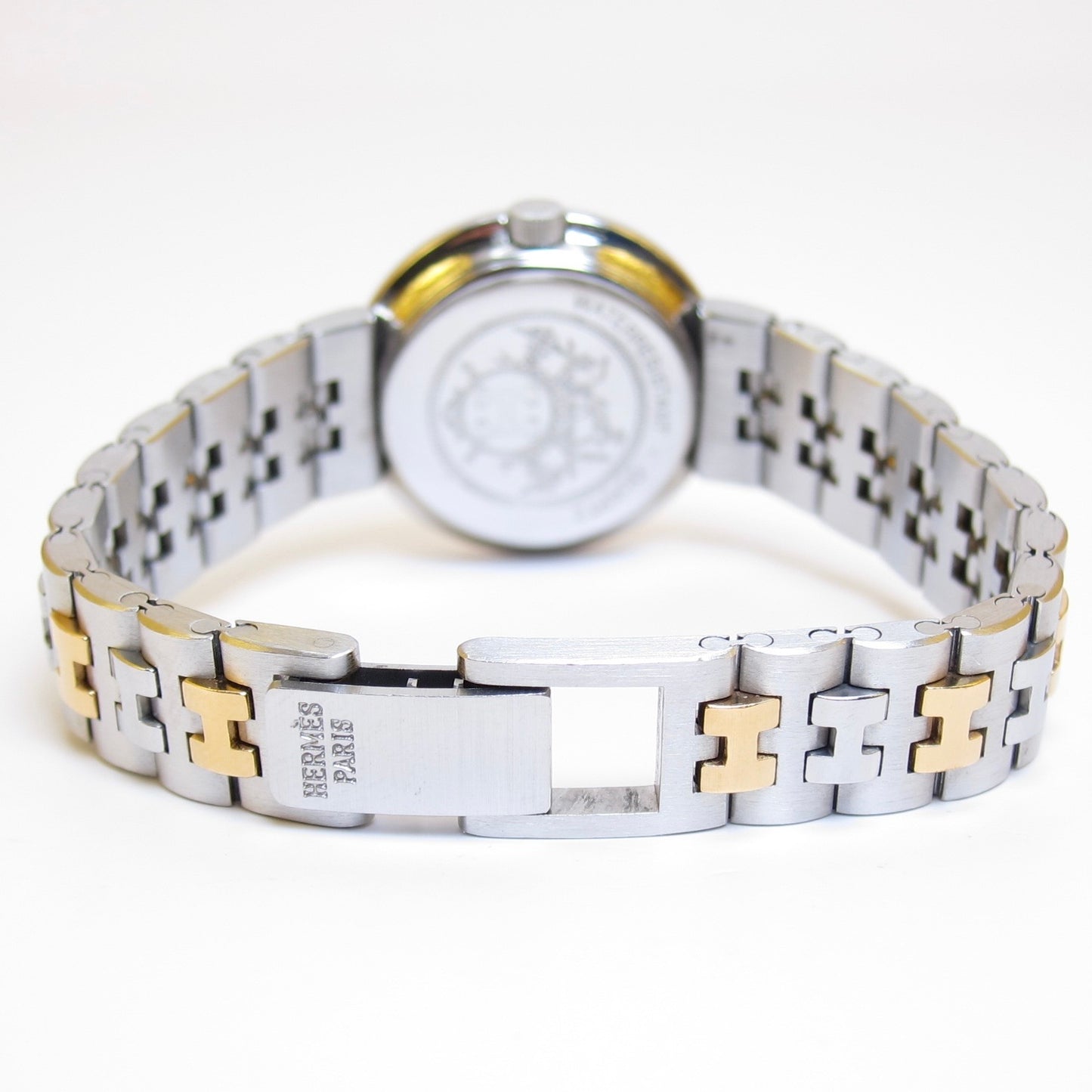 Hermes Vintage Olympia Ivory Face with Date and H Bracelet Two Tone Watch