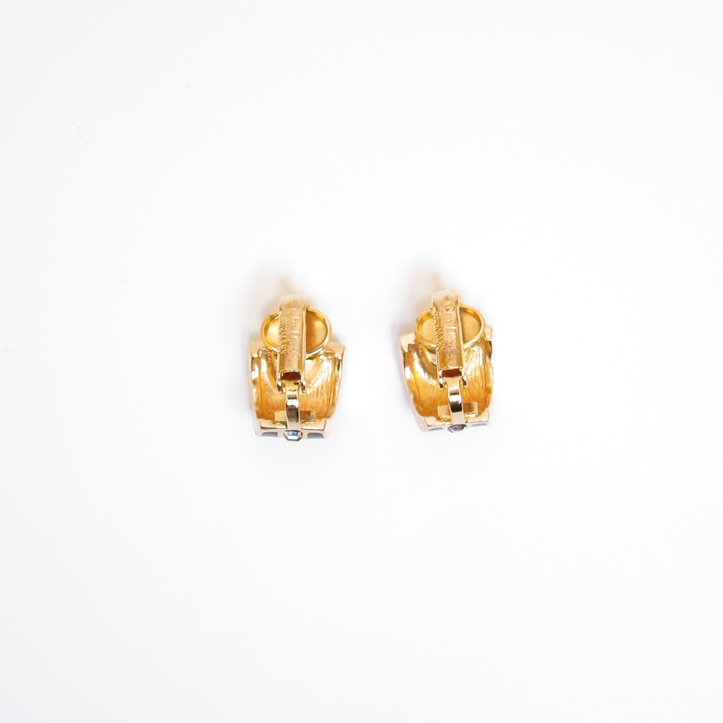 Christian Dior Vintage Black and Rhinestone Golden Clip-on Earrings