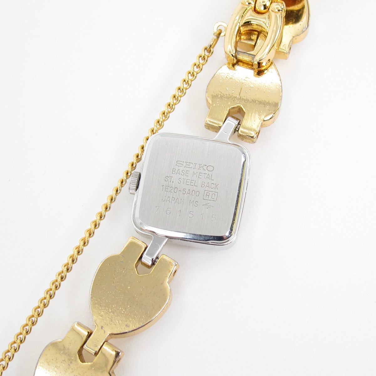 Seiko Vintage Square Dial with White Enamel Heart Link Chain Two Tone Watch