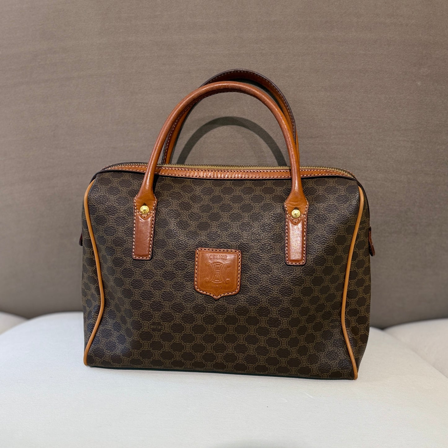 Celine Macadam Brown Canvas Handbag