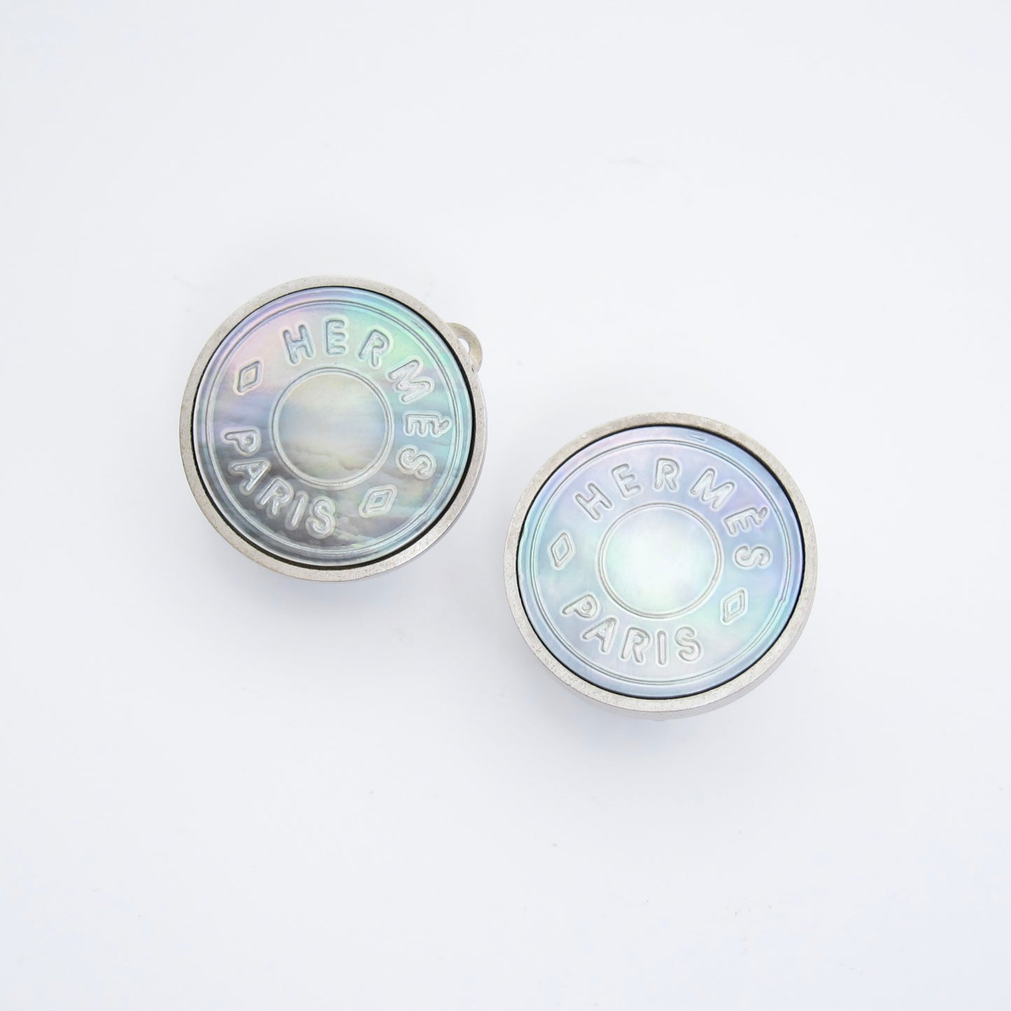 Hermes Vintage Serie Shell Face Silver Clip-on Earrings