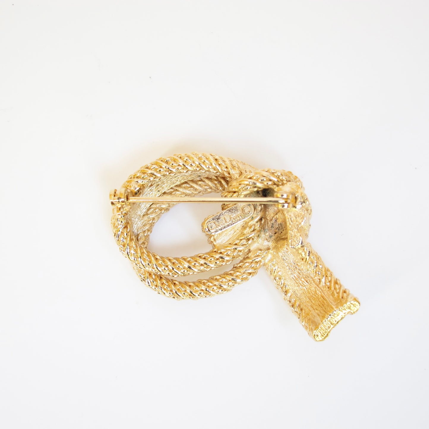 Christian Dior Vintage Knot with Rhinestone Golden Brooch