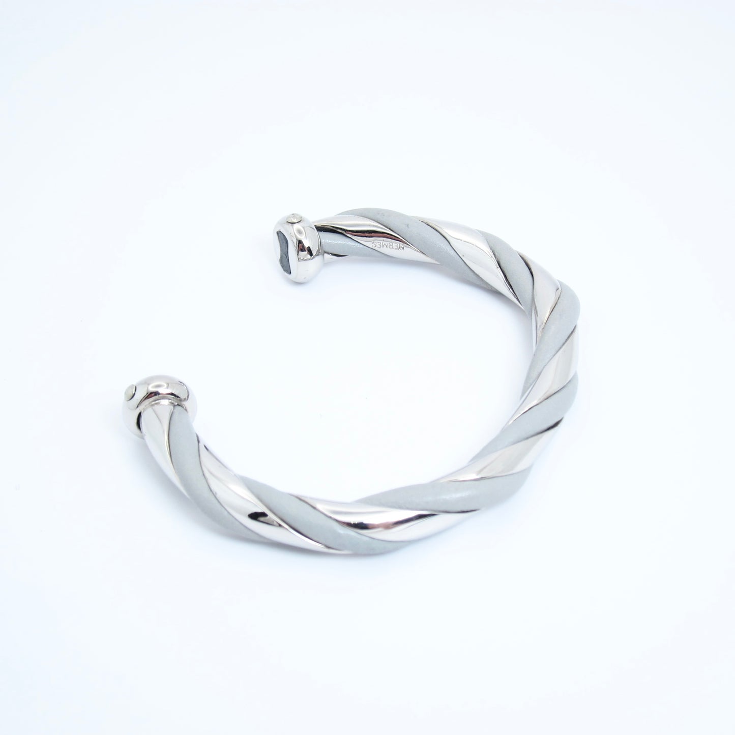 Hermes Vintage Twisted Grey and Silver Bangle