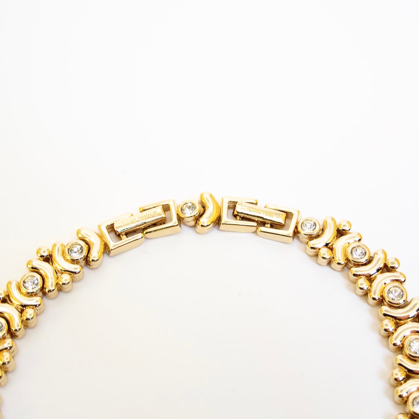 Nina Ricci Vintage Stylish Rhinestone and Golden Necklace
