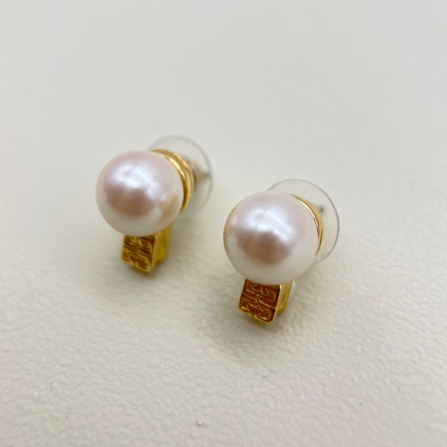 Givenchy Vintage 4G Logo and Pearl Golden Earrings
