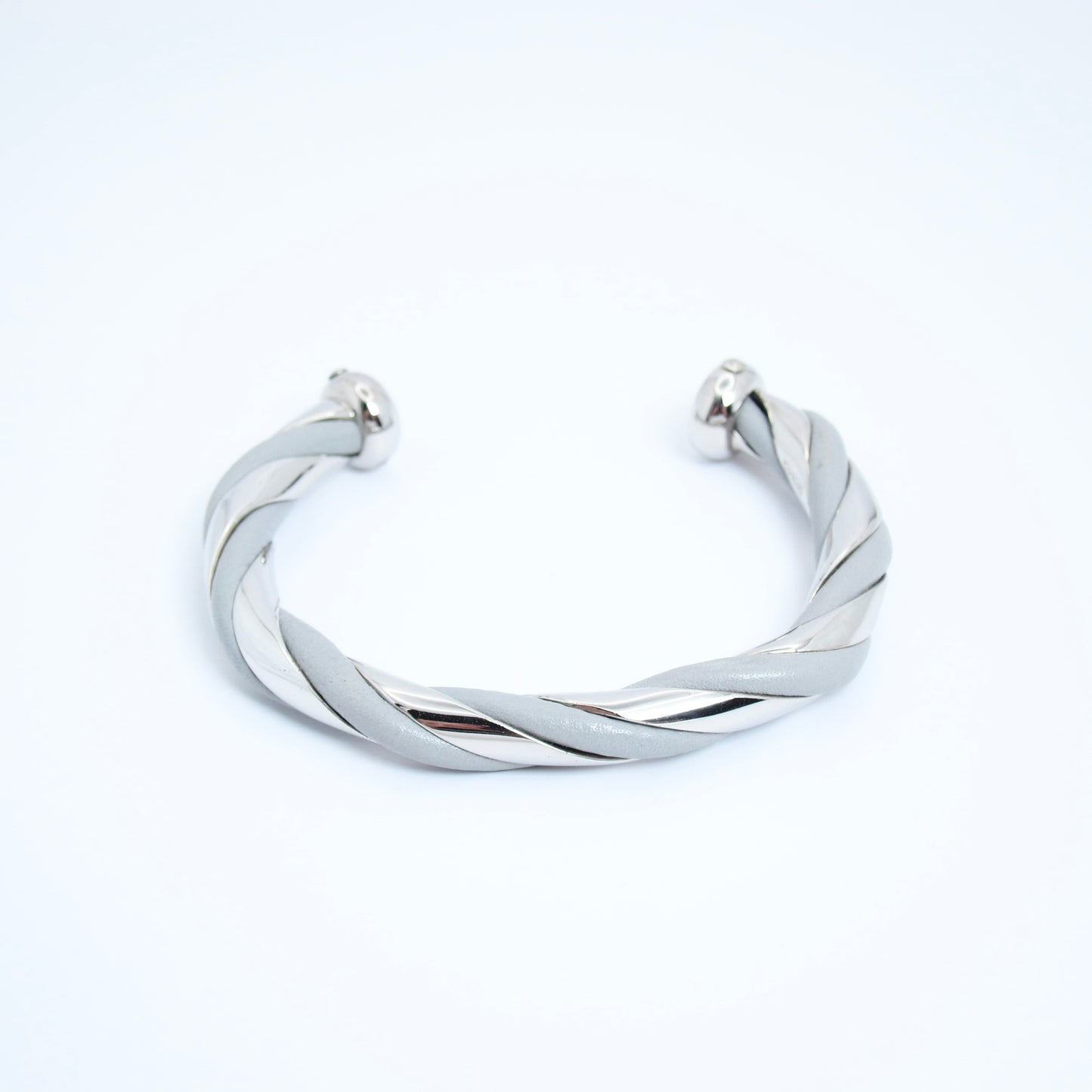 Hermes Vintage Twisted Grey and Silver Bangle
