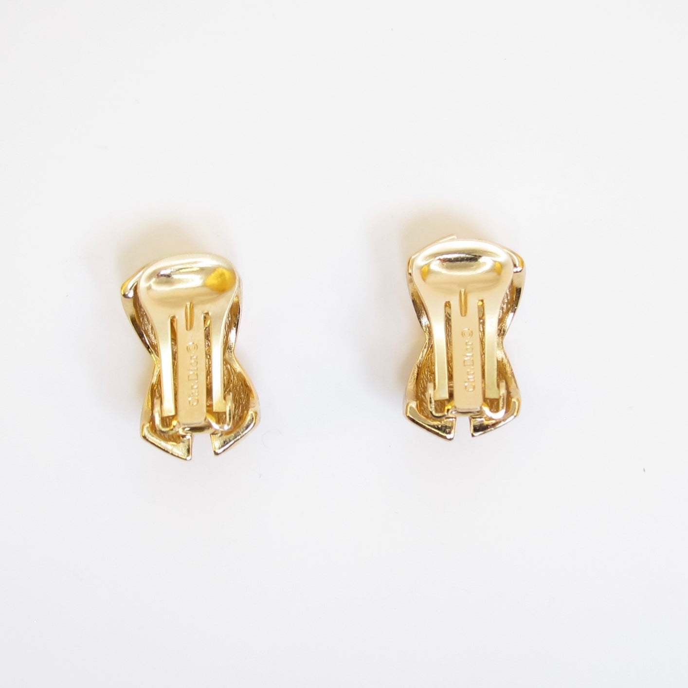 Christian Dior Vintage Cross Motif Golden Clip-on Earrings
