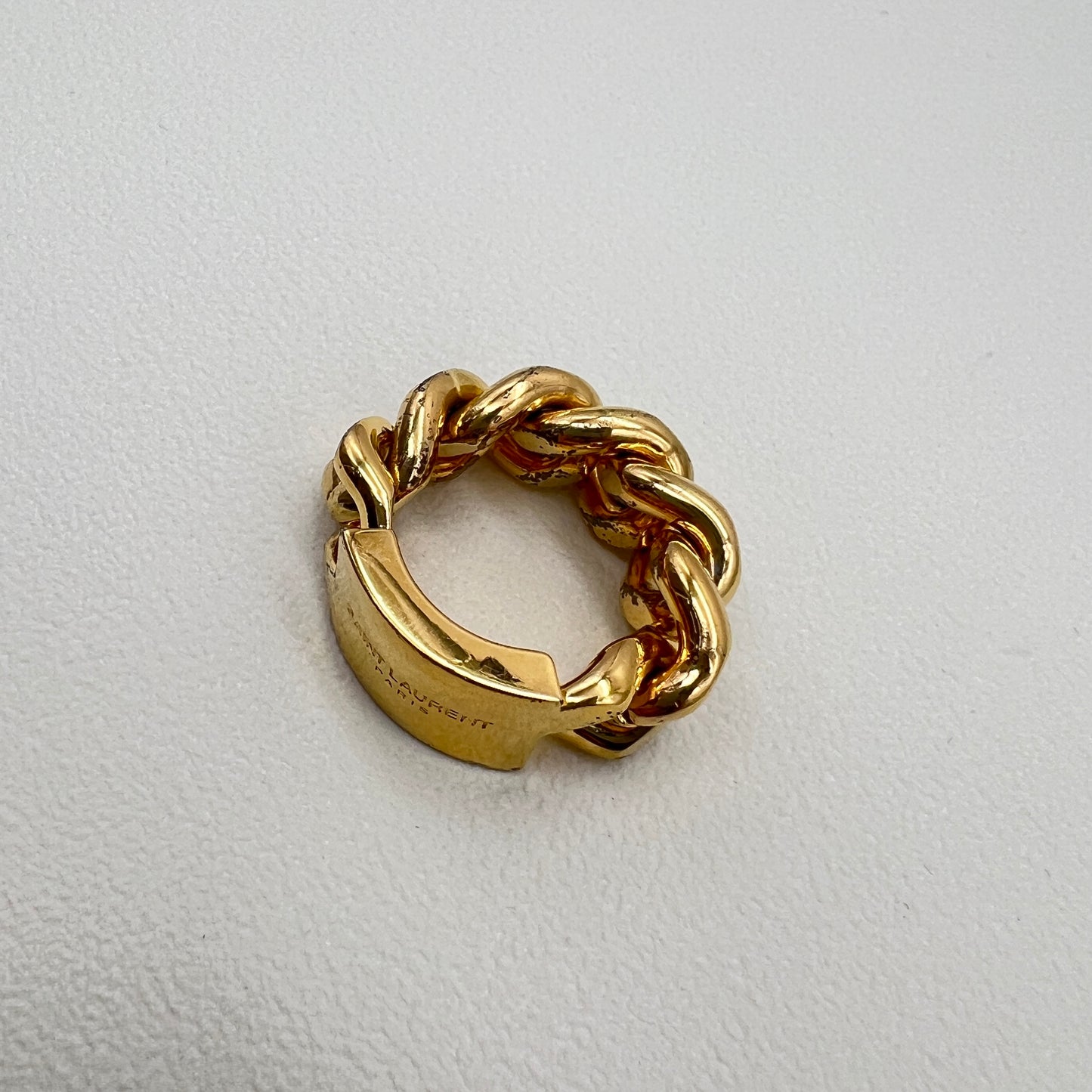 Yves Saint Laurent Vintage Stylish Golden Chain Ring #11
