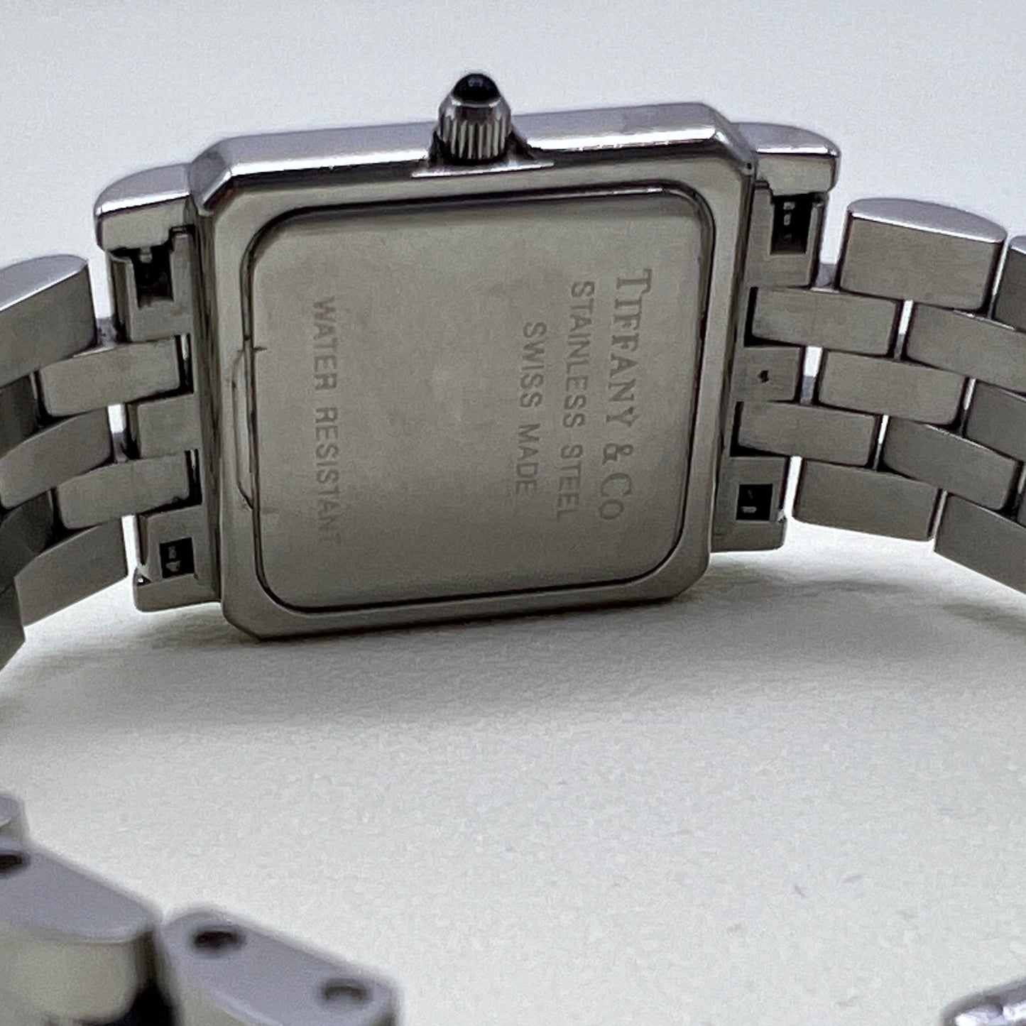 Tiffany Vintage Square White Face Stainless Steel Ladies Watch