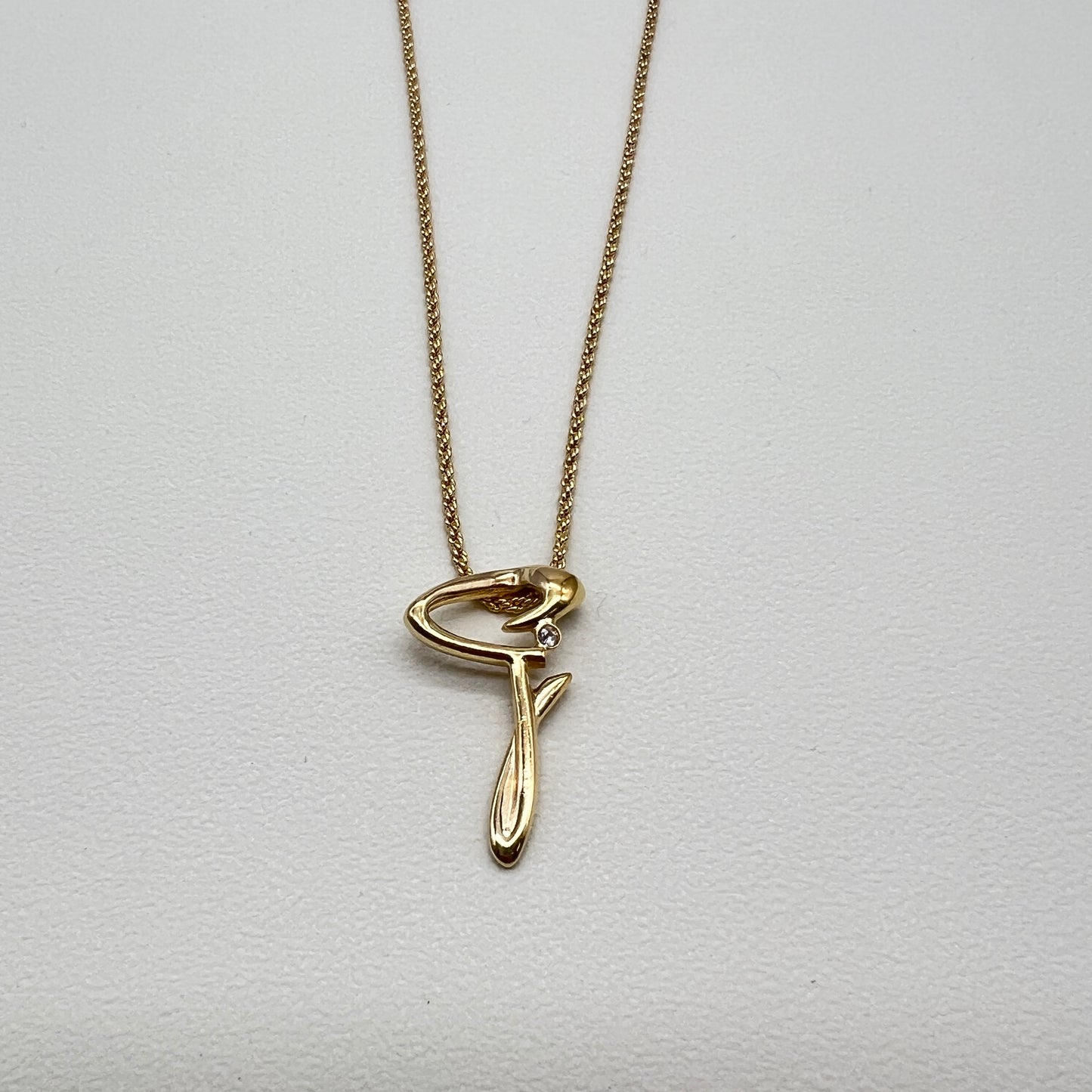 Givenchy Vintage Cursive G Logo Pendant Golden Necklace