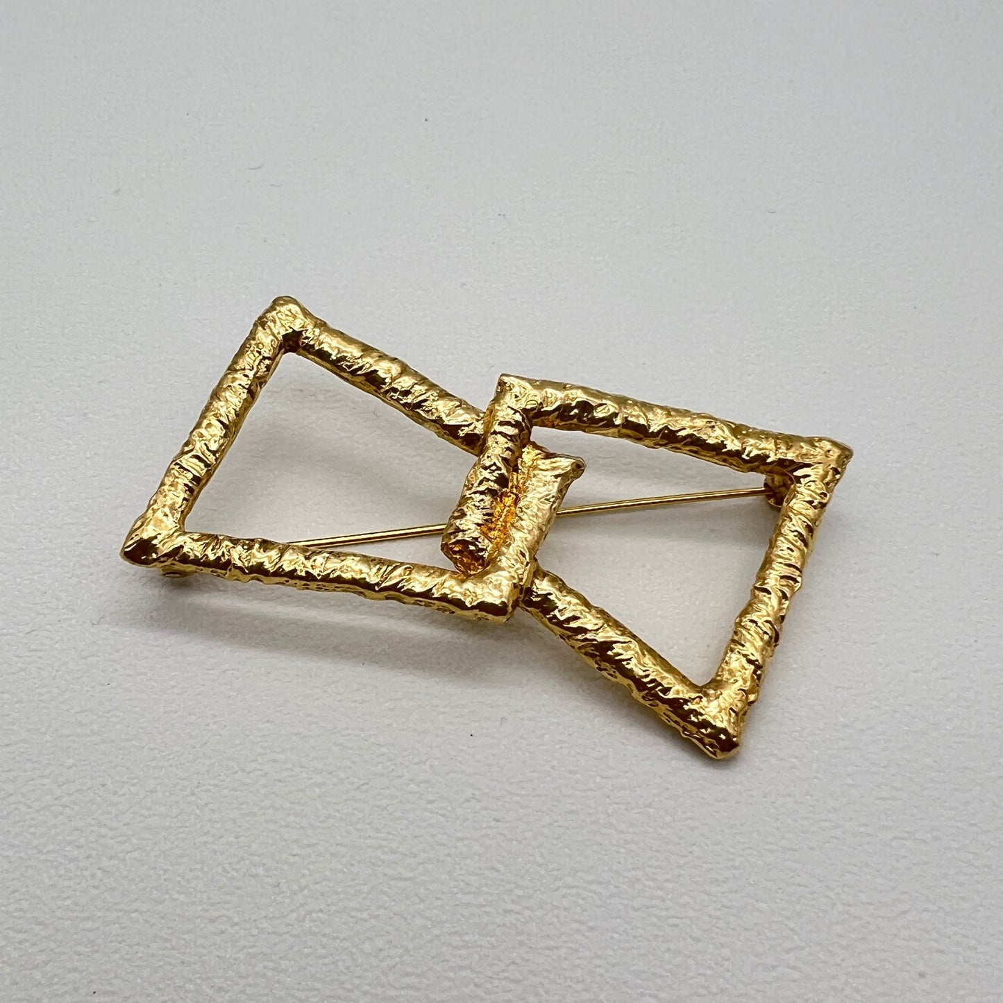 Yves Saint Laurent Vintage Double Trapezoid Golden Brooch