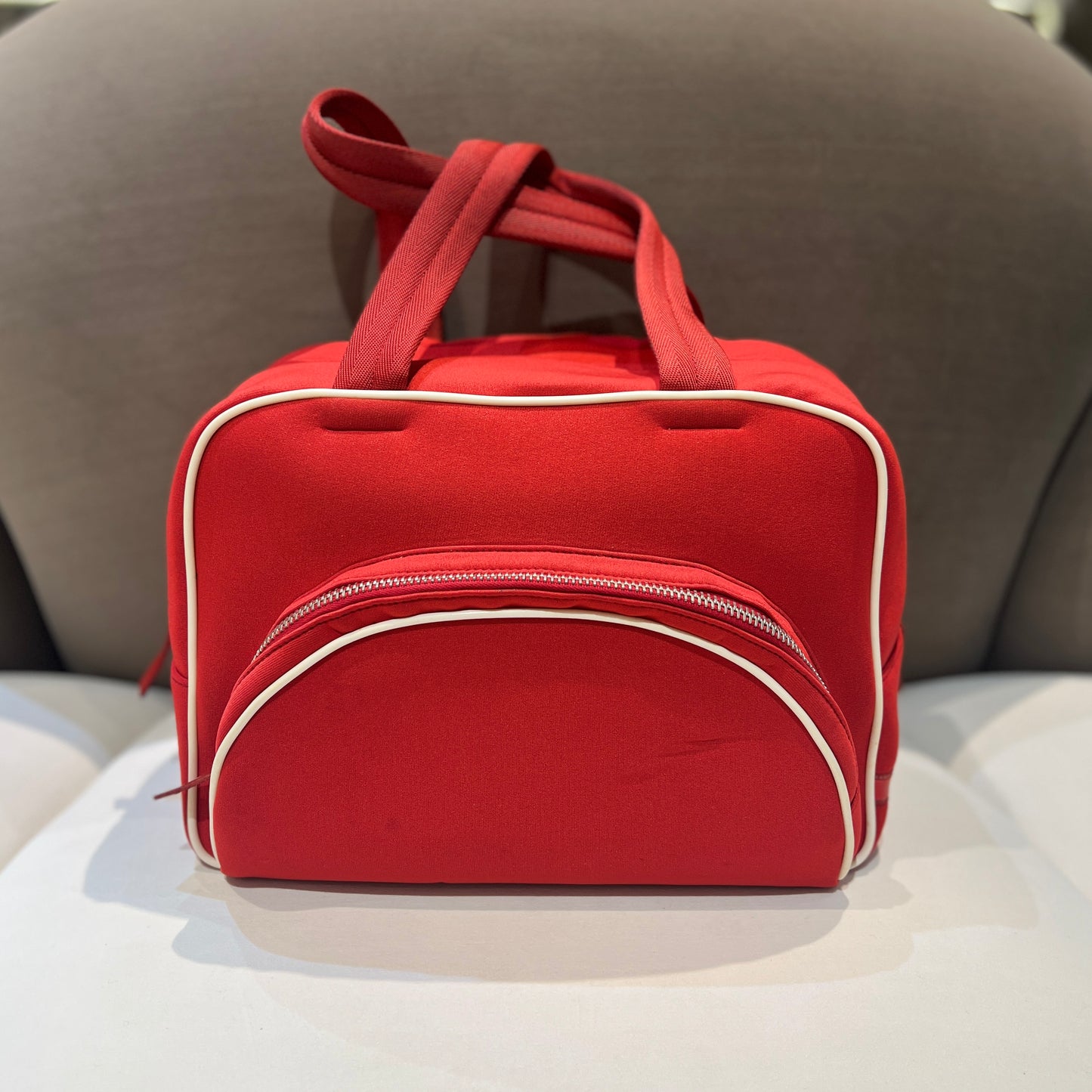 Prada Vintage Red Nylon Boston Bag