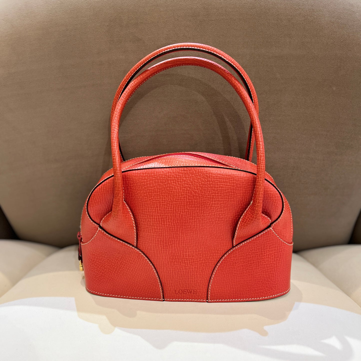 Loewe Vintage Red Leather Mini Bowling Bag