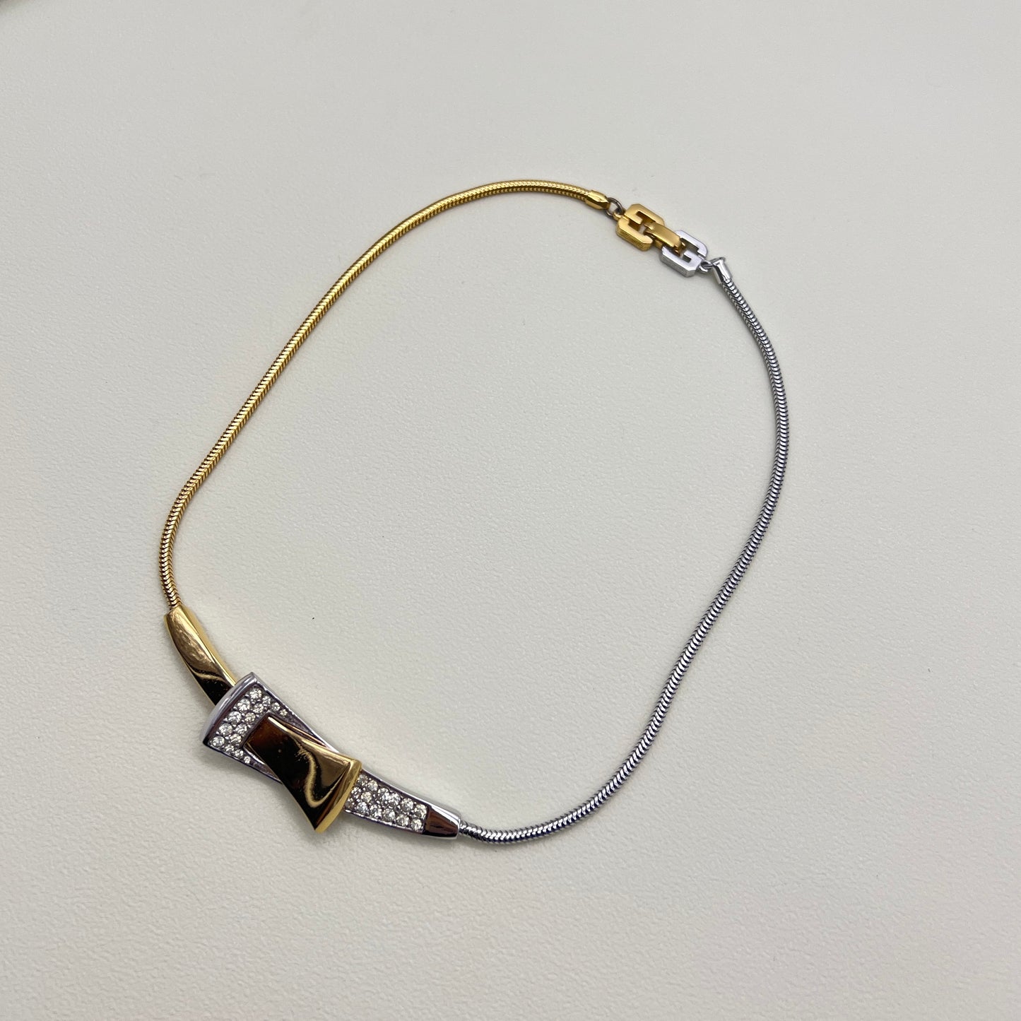 Givenchy Vintage Rhinestone Two Tone Necklace