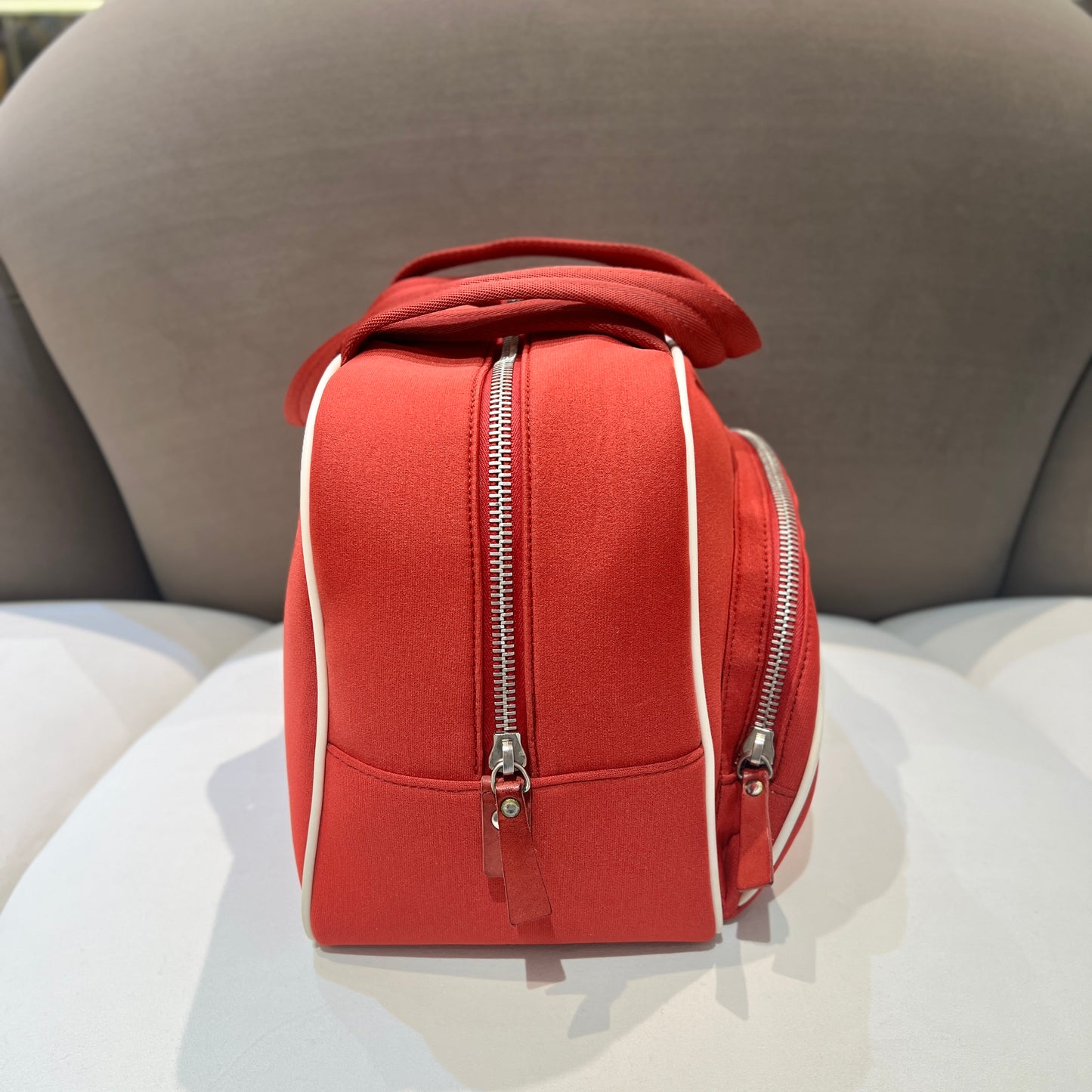 Prada Vintage Red Nylon Boston Bag