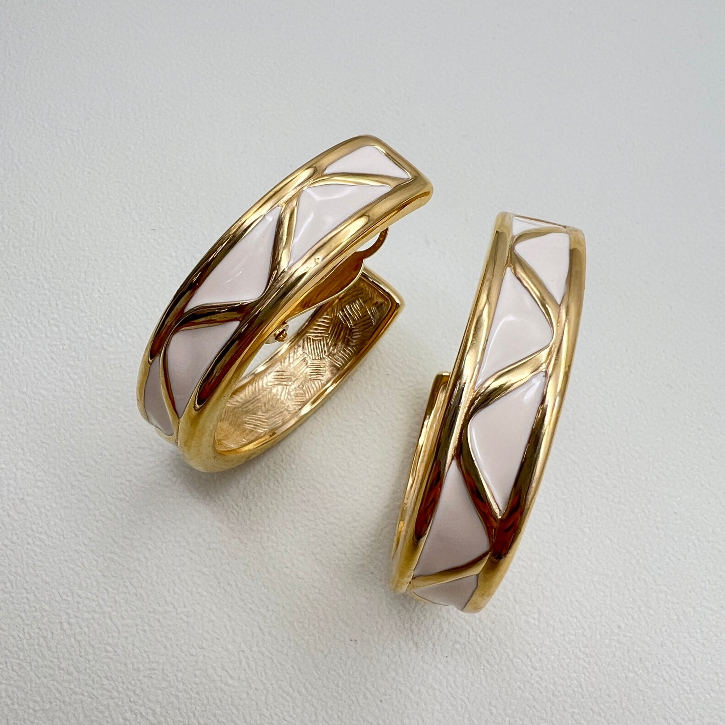 Givenchy Vintage Golden And White Hoop Earrings
