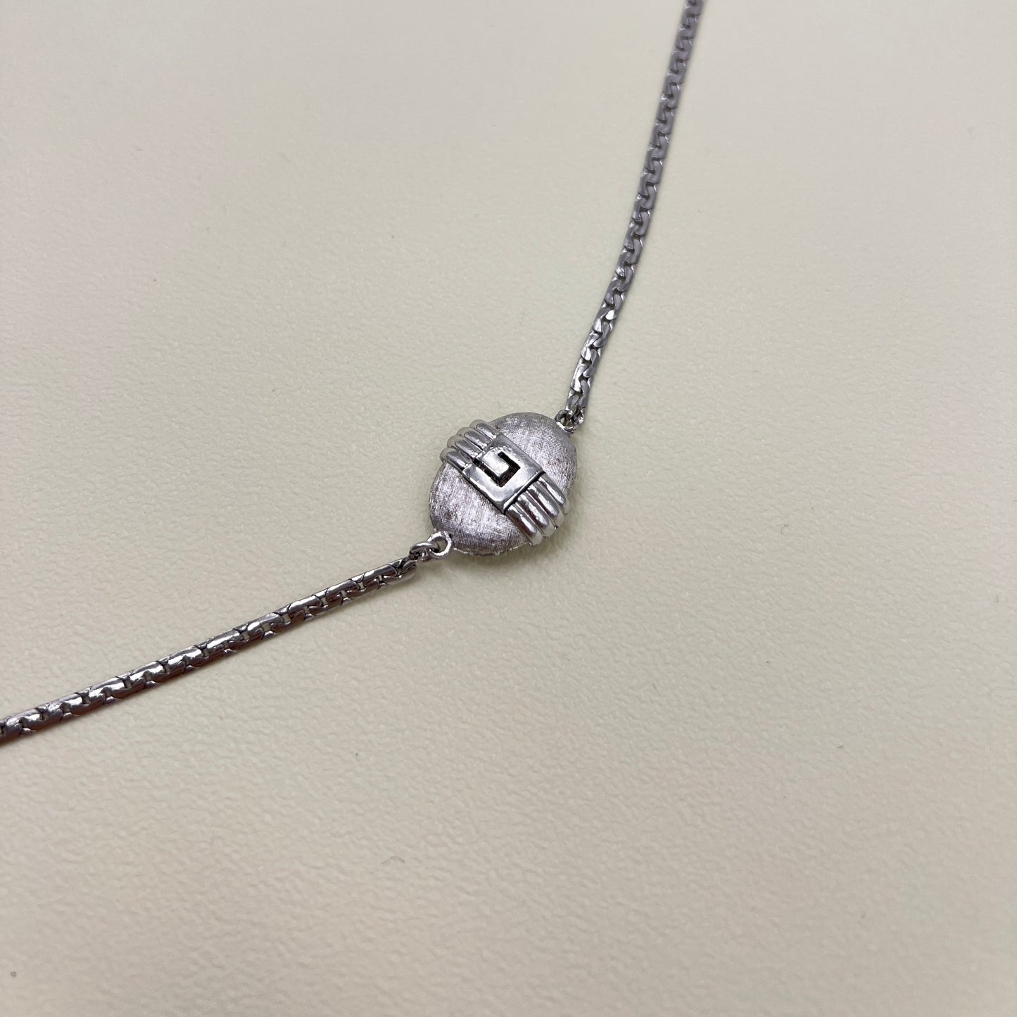 Givenchy Vintage G Logo Silver Long Necklace