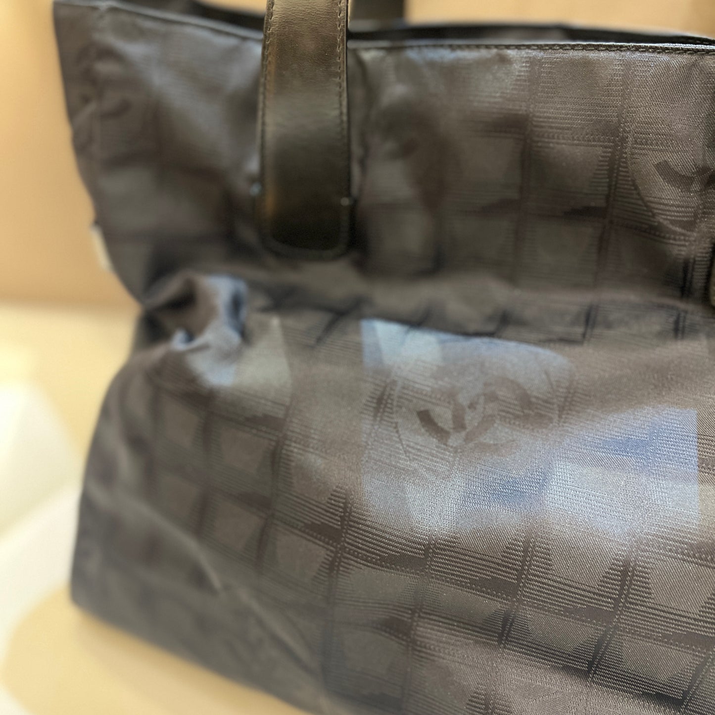 Chanel Vintage New Travel Line Large Black Tote Bag, With Zipper Version