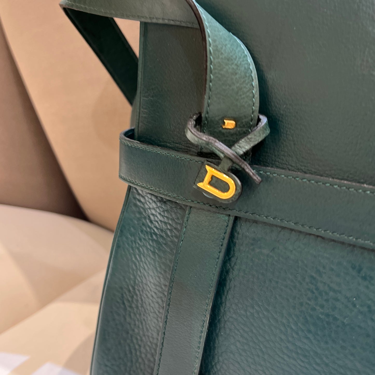 Delvaux Vintage Green Leather Shoulder Bag