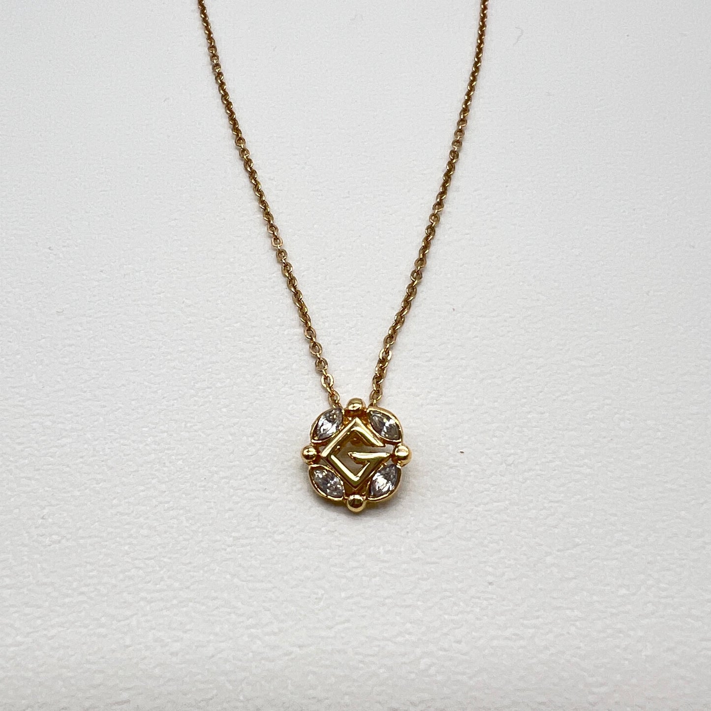 Givenchy Vintage G Logo With Rhinestone Golden Necklace