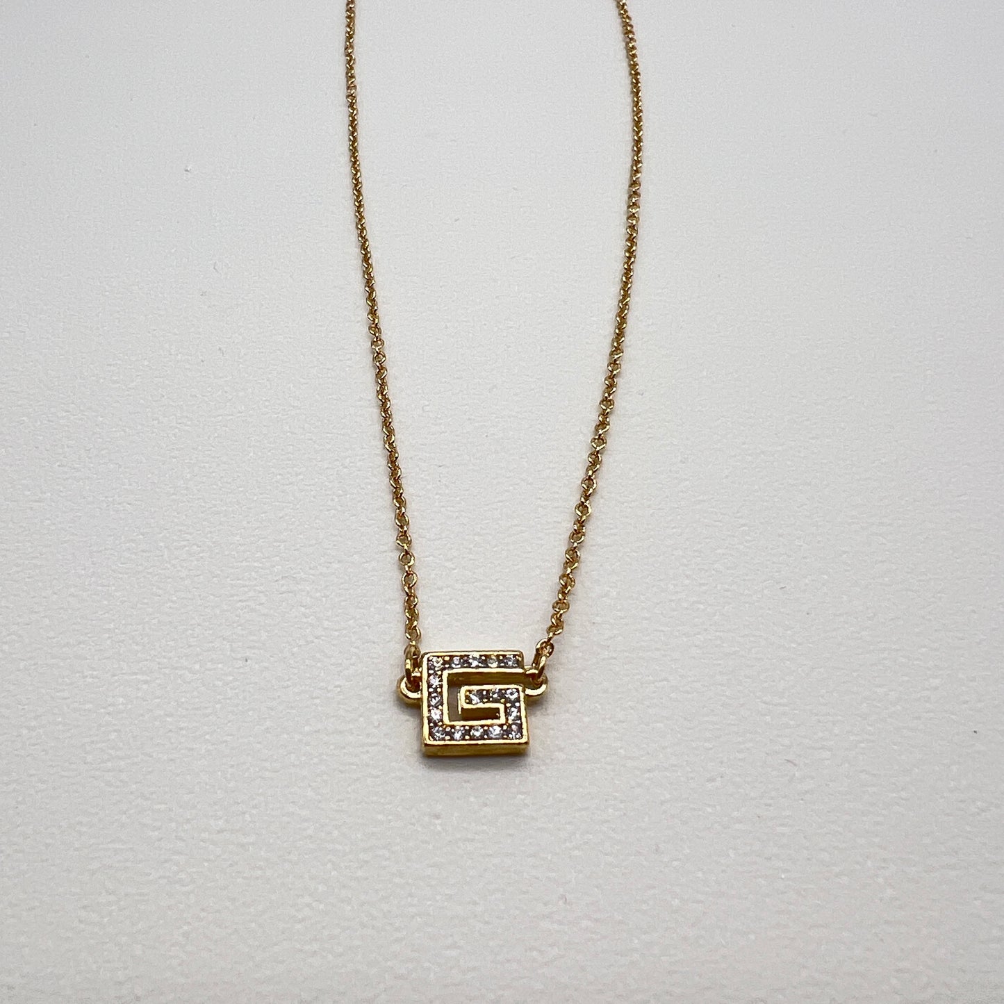 Givenchy Vintage G Logo With Rhinestone Golden Necklace