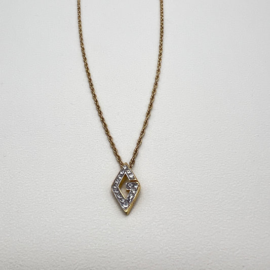 Givenchy Vintage G Logo with Rhinestone Golden Necklace