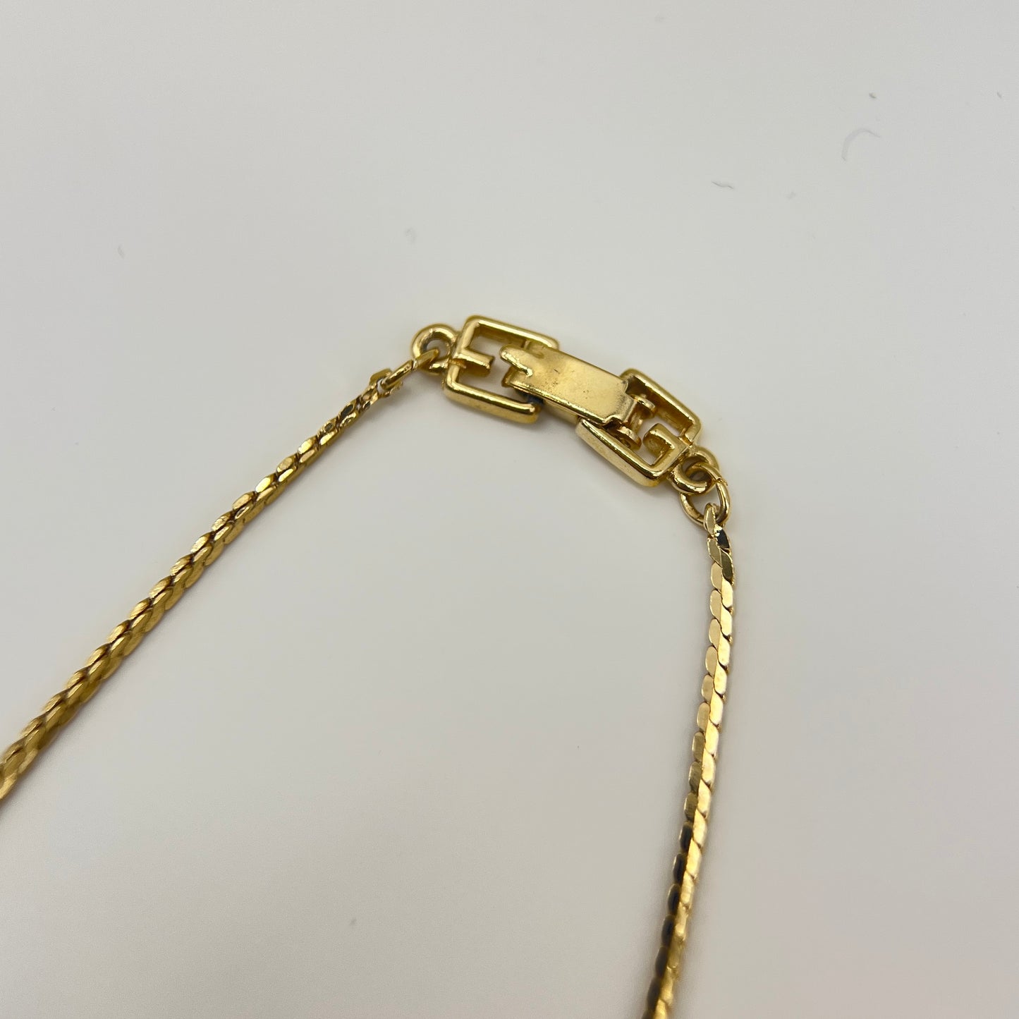 Givenchy Vintage G Logo In Square Shape With Rhinestone Golden Necklace