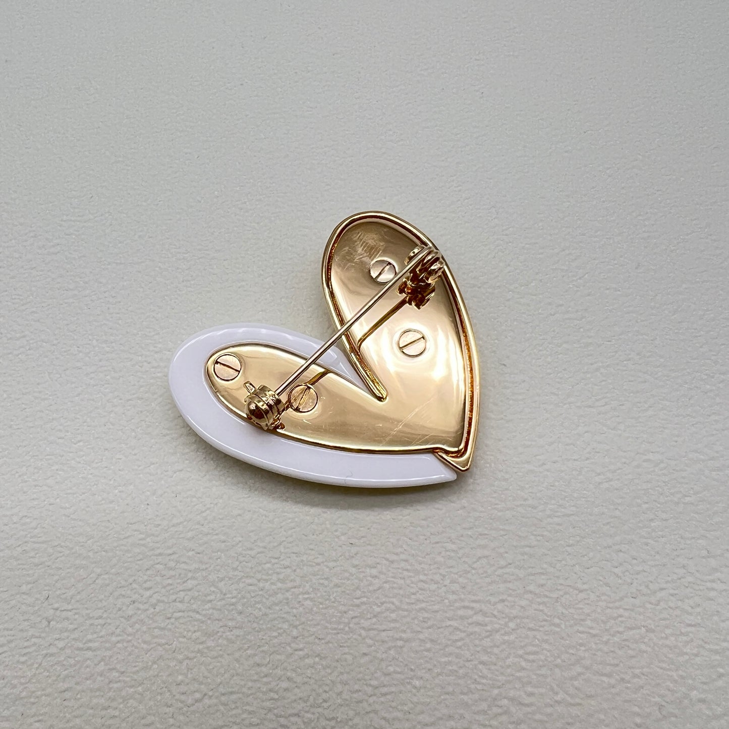 Louis Vuitton Vintage Louis Vuitton Logo Heart Motif Two Tone Brooch