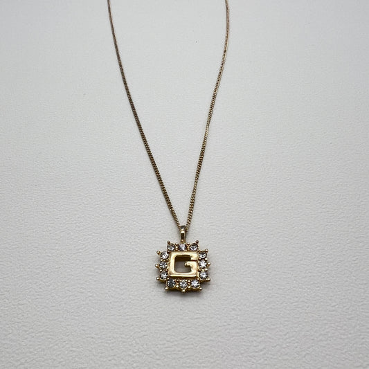 Givenchy Vintage G Logo with Rhinstone Golden Necklace