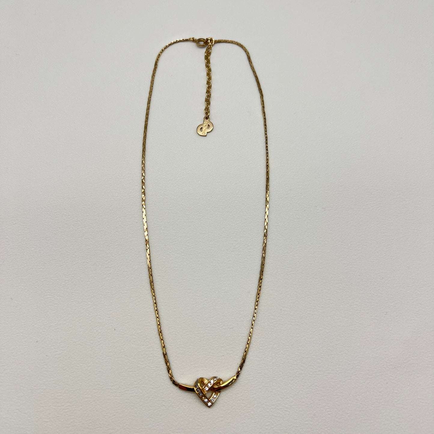 Christian Dior 復古心型水鑽金色項鍊