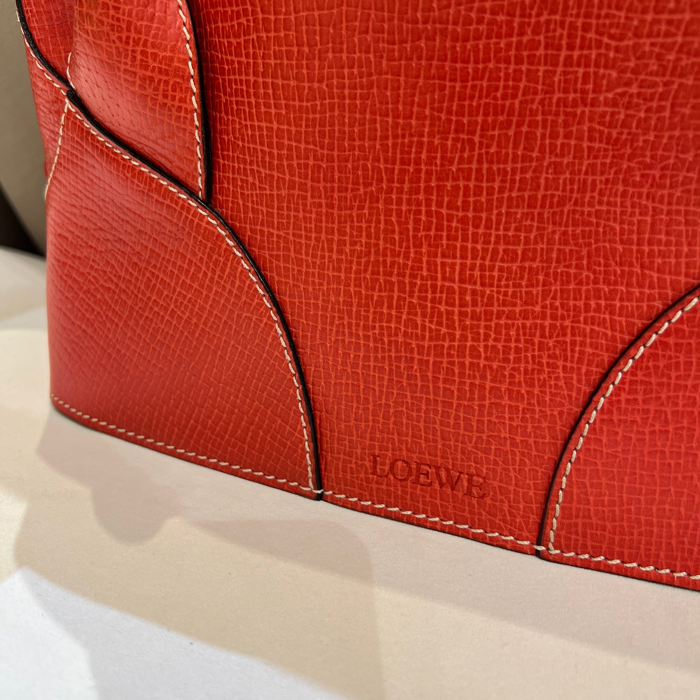 Loewe Vintage Red Leather Mini Bowling Bag